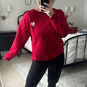 Red Sweatshirt with Heart Patch